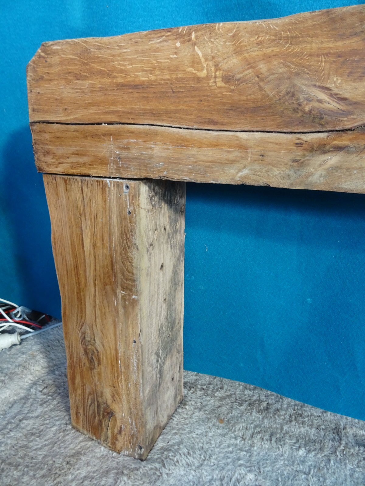 Brutalist console solid oak