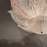 Large Murano Ceiling Lamp in Pink and White Glass, Italy, 1970s