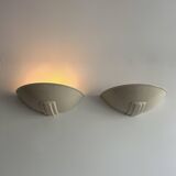 Pair of vintage cracked porcelain wall lights, beige, France 1960s