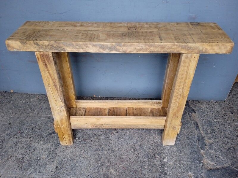 Brutalist console solid wood