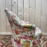 Fauteuil crapaud Napoléon III tissu fleuri