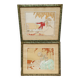 Pair of old frames watercolor drawings signed lamber lambery ? romantic