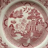 Set of 5 plates and an iron earth cake dish, willow hamage Moulin des loups art deco model