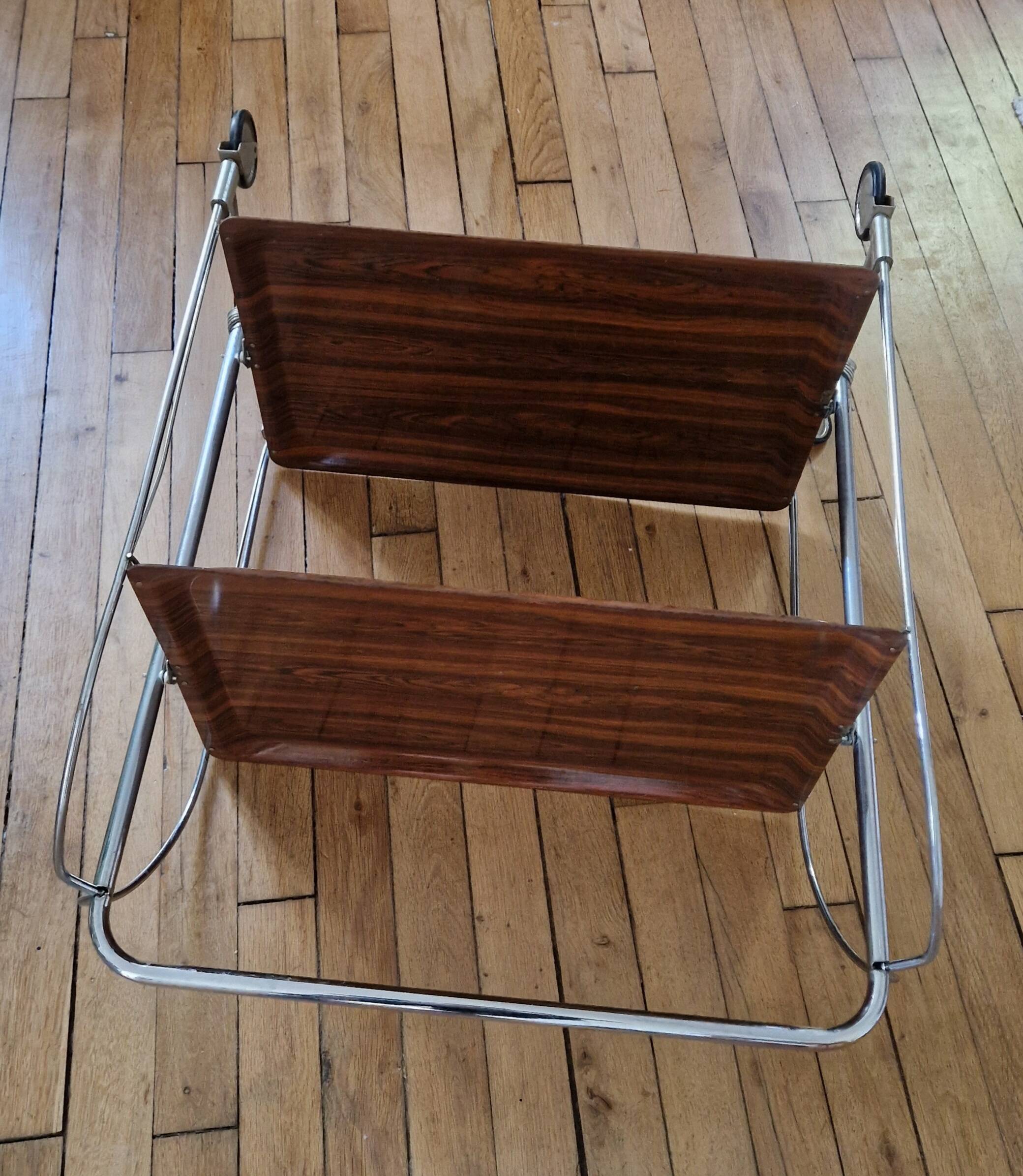 Desserte roulante pliante vintage années 70