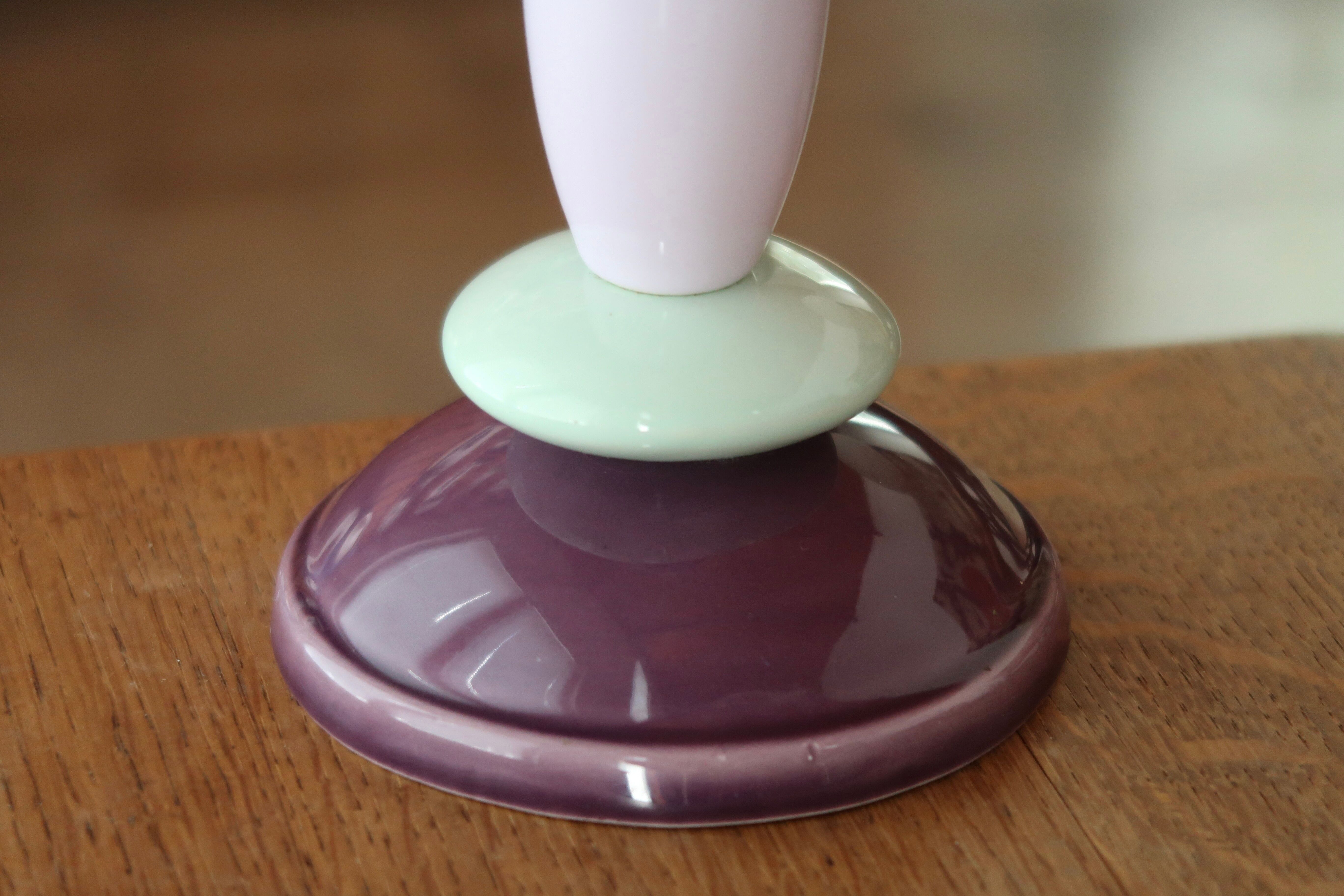 Ceramic column lamp pastel tones, 90s