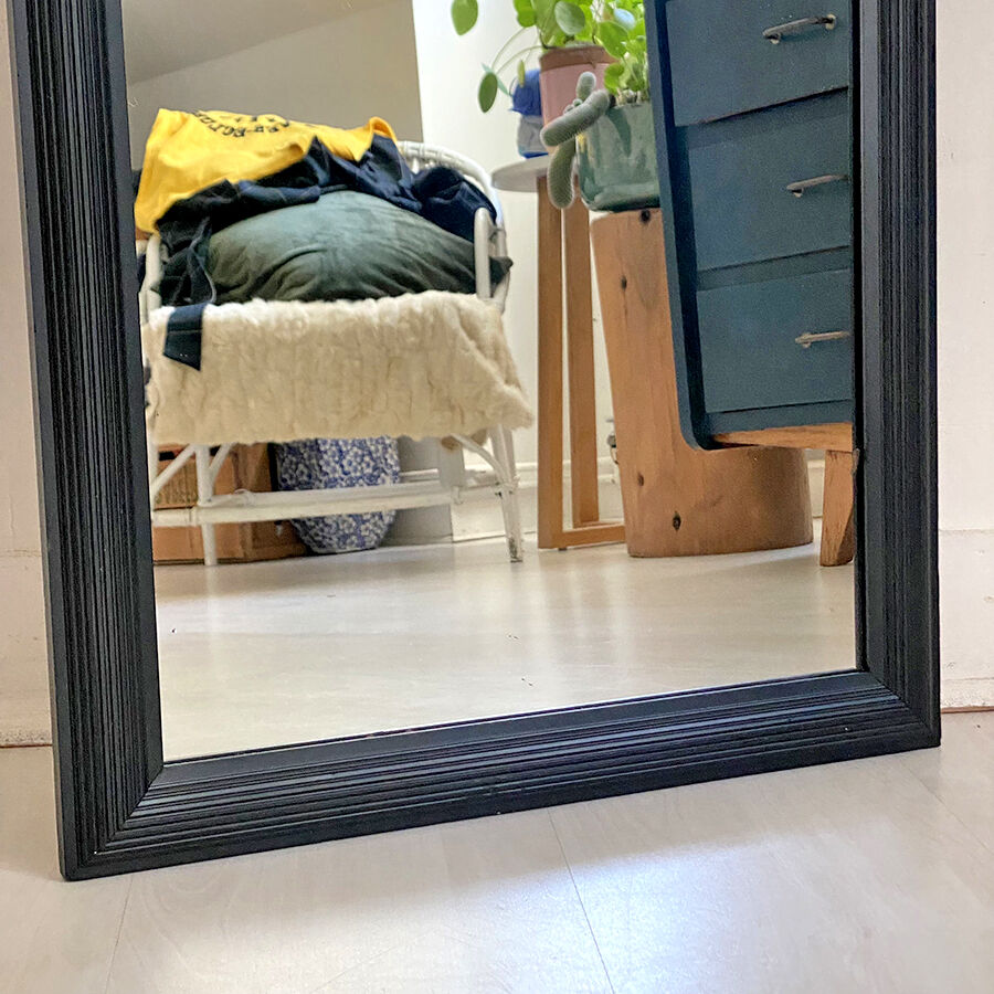 50's black wood mirror