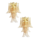 Set of Two Transparent and Gold “Selle” Murano Glass Wall Sconce in Mazzega