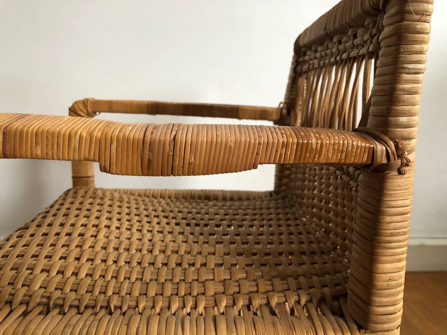 Vintage rattan children's armchair