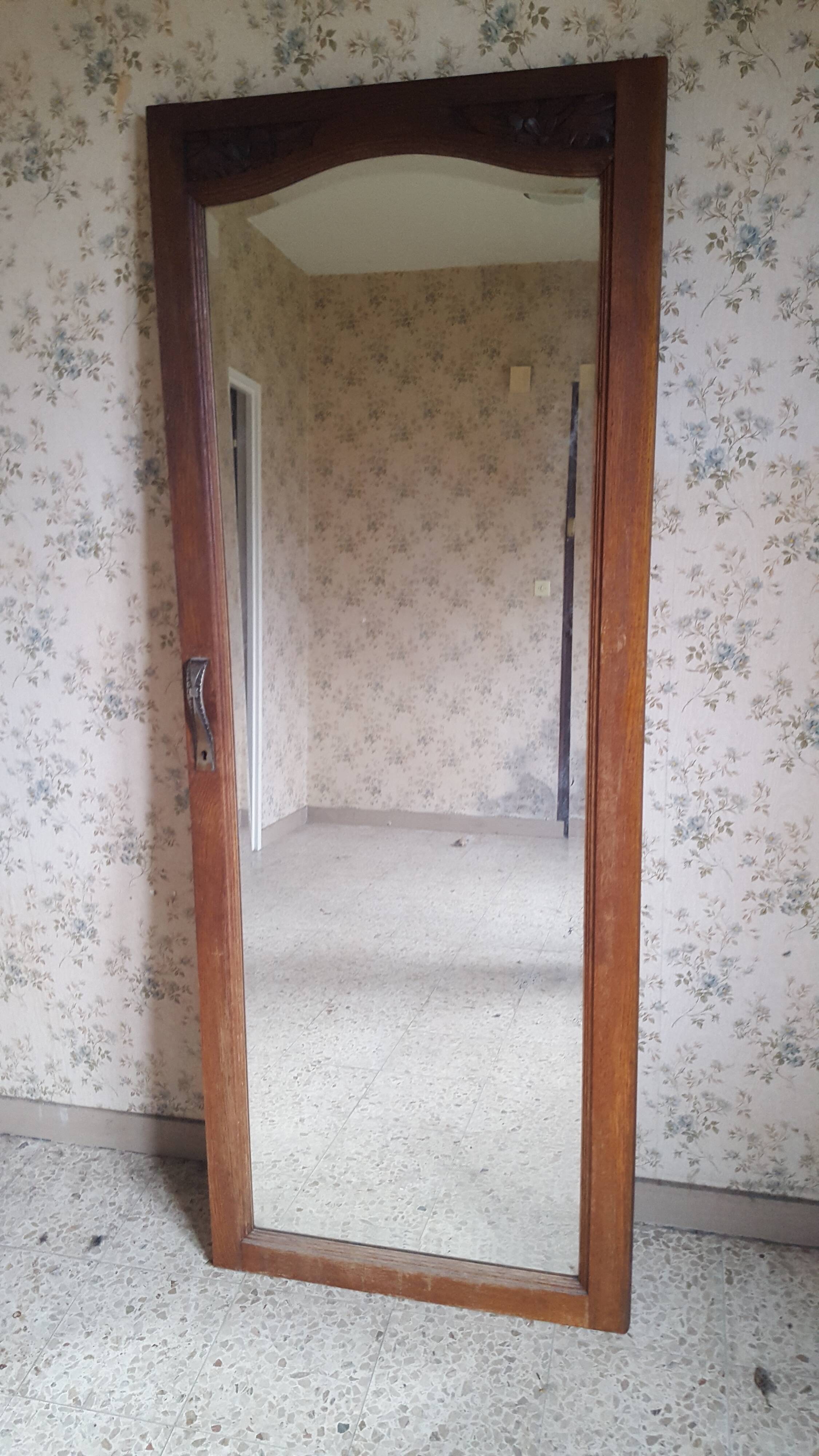 Oak art deco mirror door