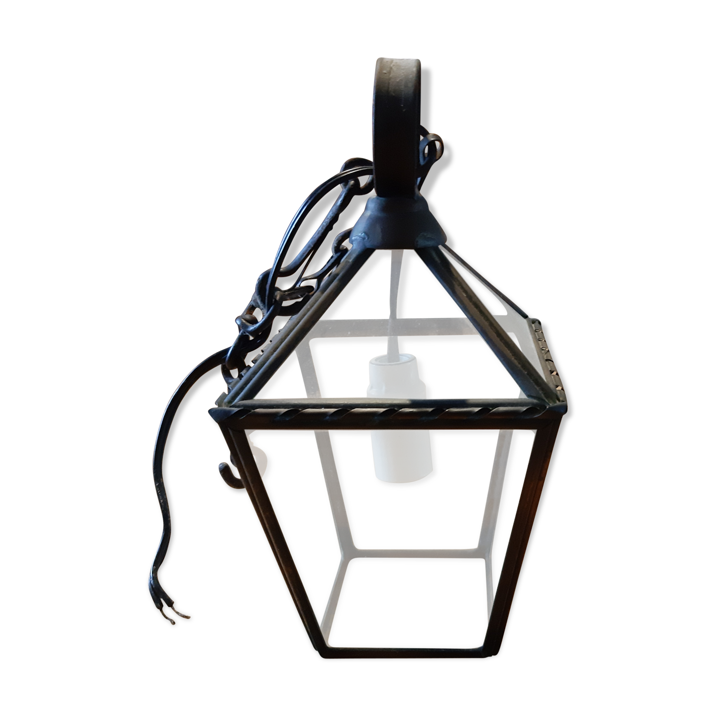 Brass and glass hanging lamp
