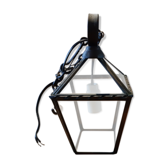 Brass and glass hanging lamp