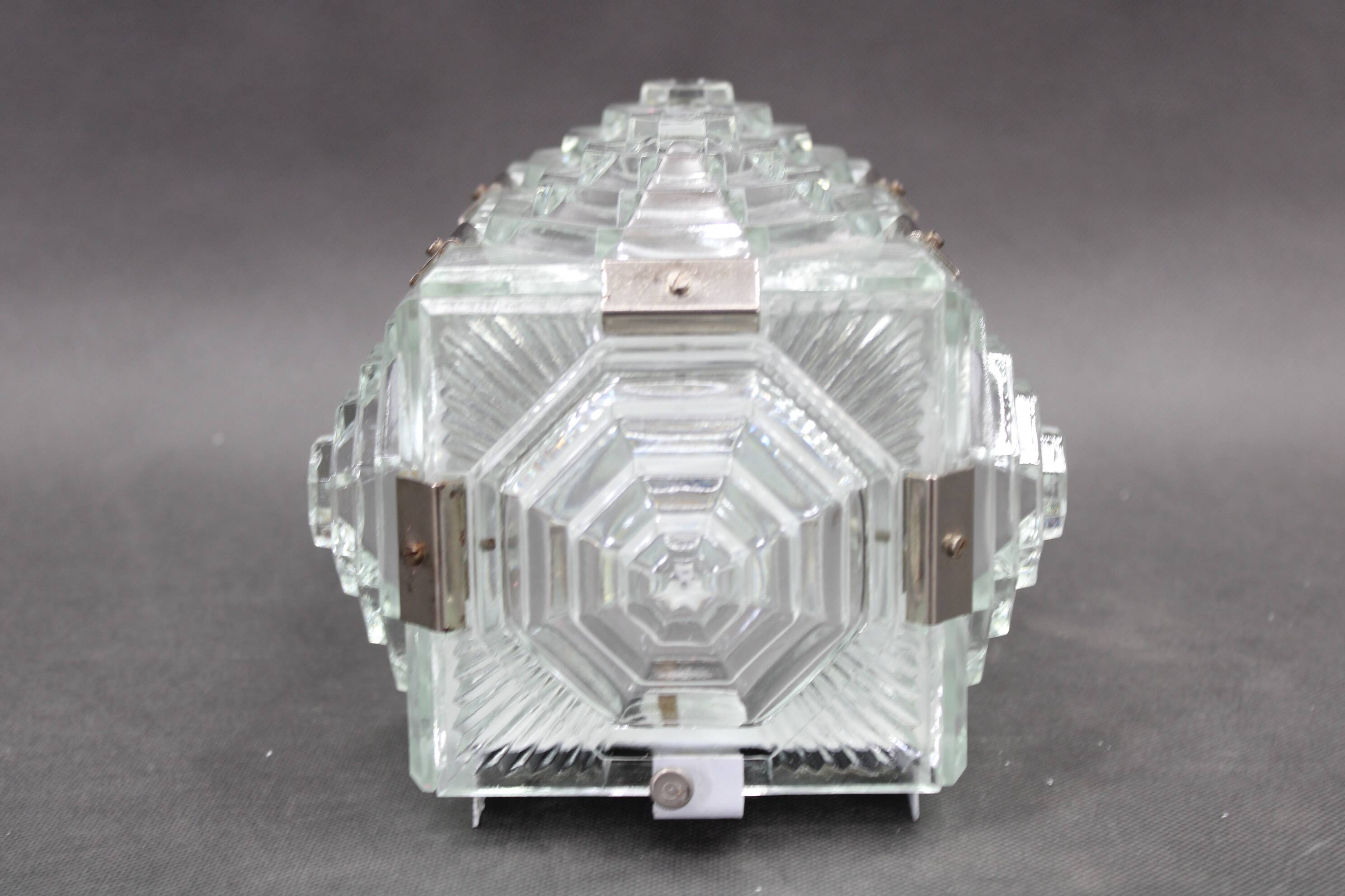 1970s Brutalist Wall Glass Light by Kamenicky Senov, Czechoslovakia