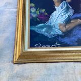 Signed pastel painting on paper < Young woman > dimensions: height -63 cm - width - 51 cm -