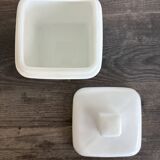 Vintage White Opaline Butter Dish 1970s