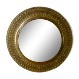 Hammered brass mirror from the 70s, 28 cm