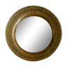 Hammered brass mirror from the 70s, 28 cm
