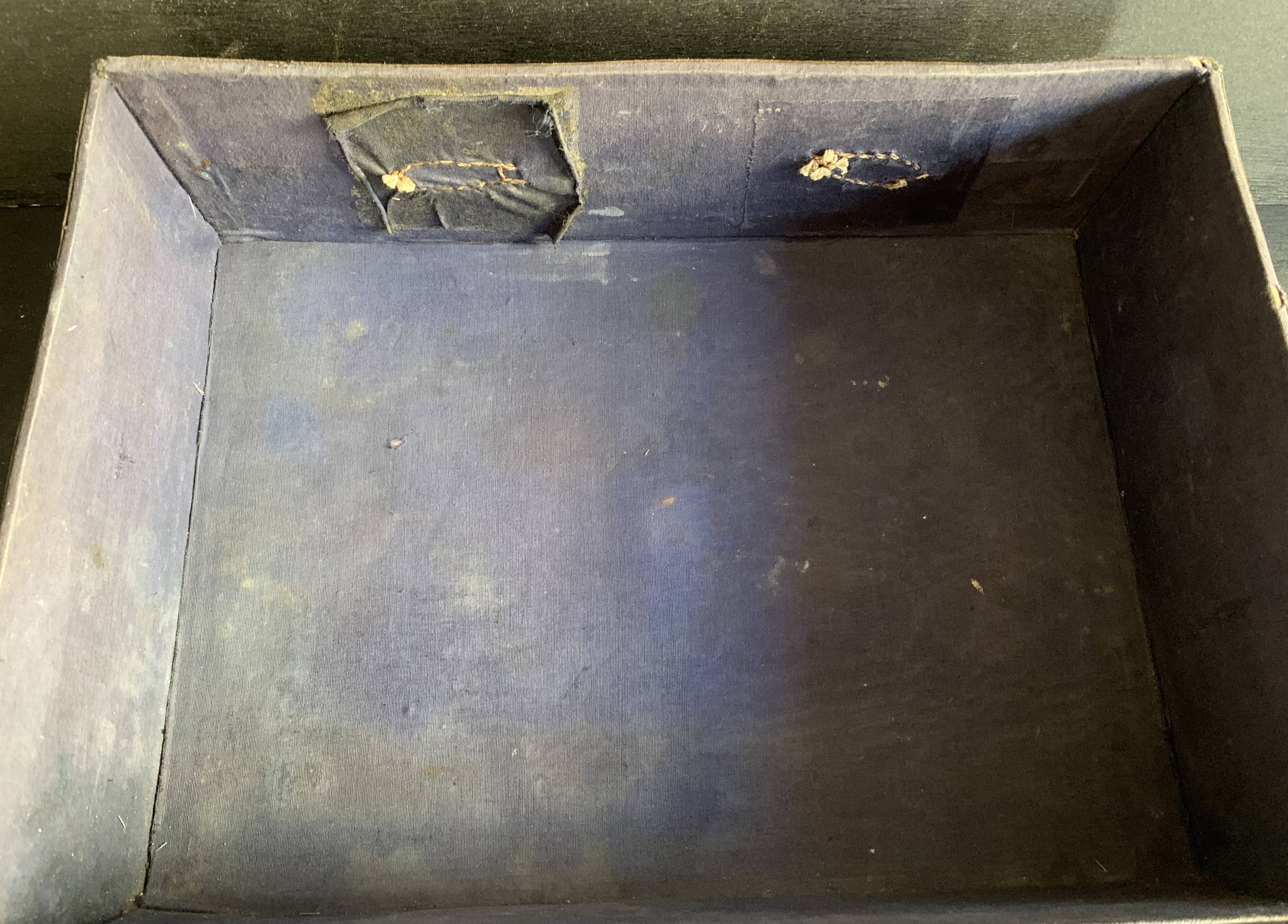 Small black grained leather travel suitcase from the 1920s