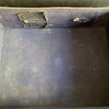 Small black grained leather travel suitcase from the 1920s