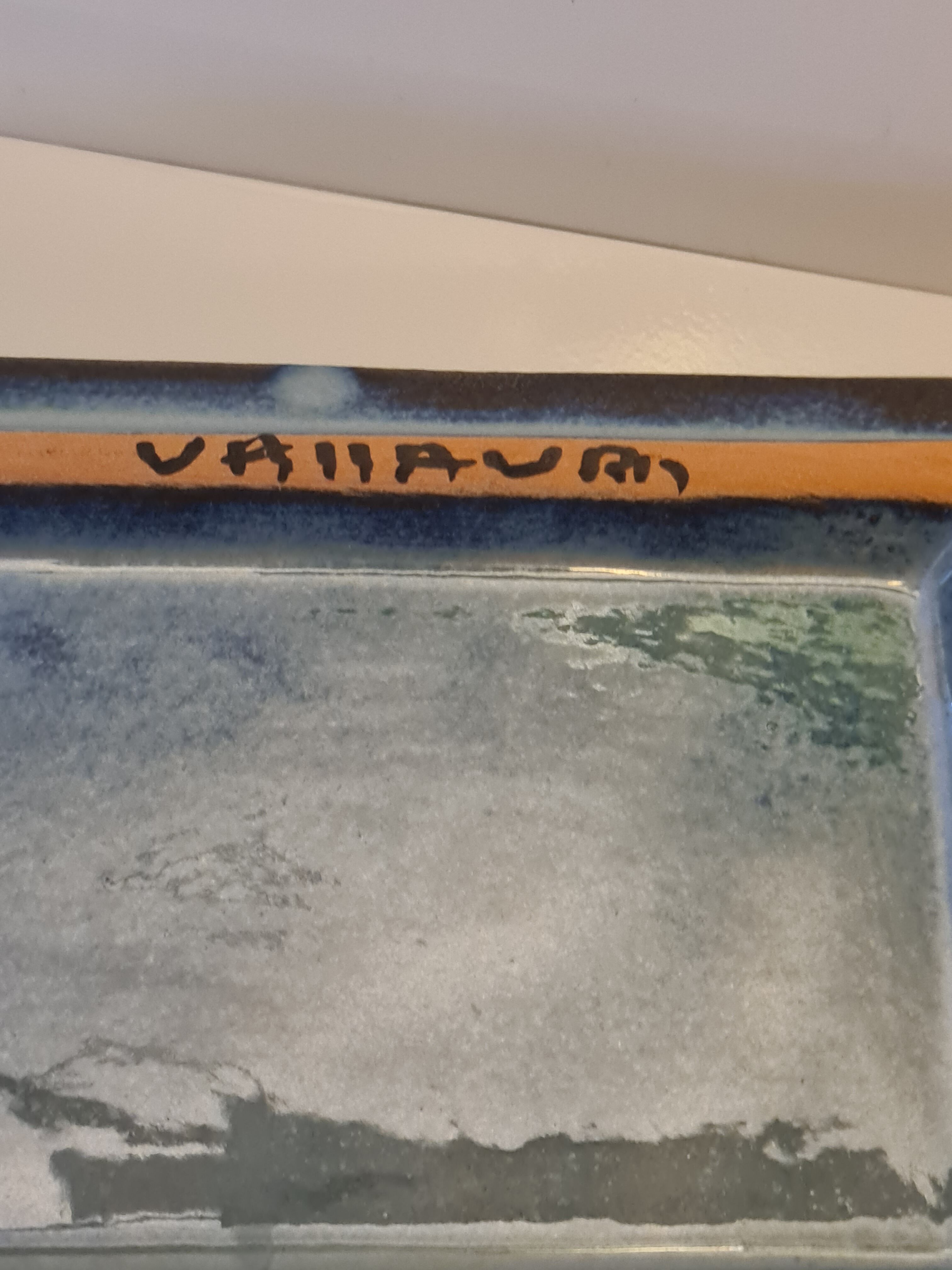 Butter blue earthenware Vallauris floral decoration