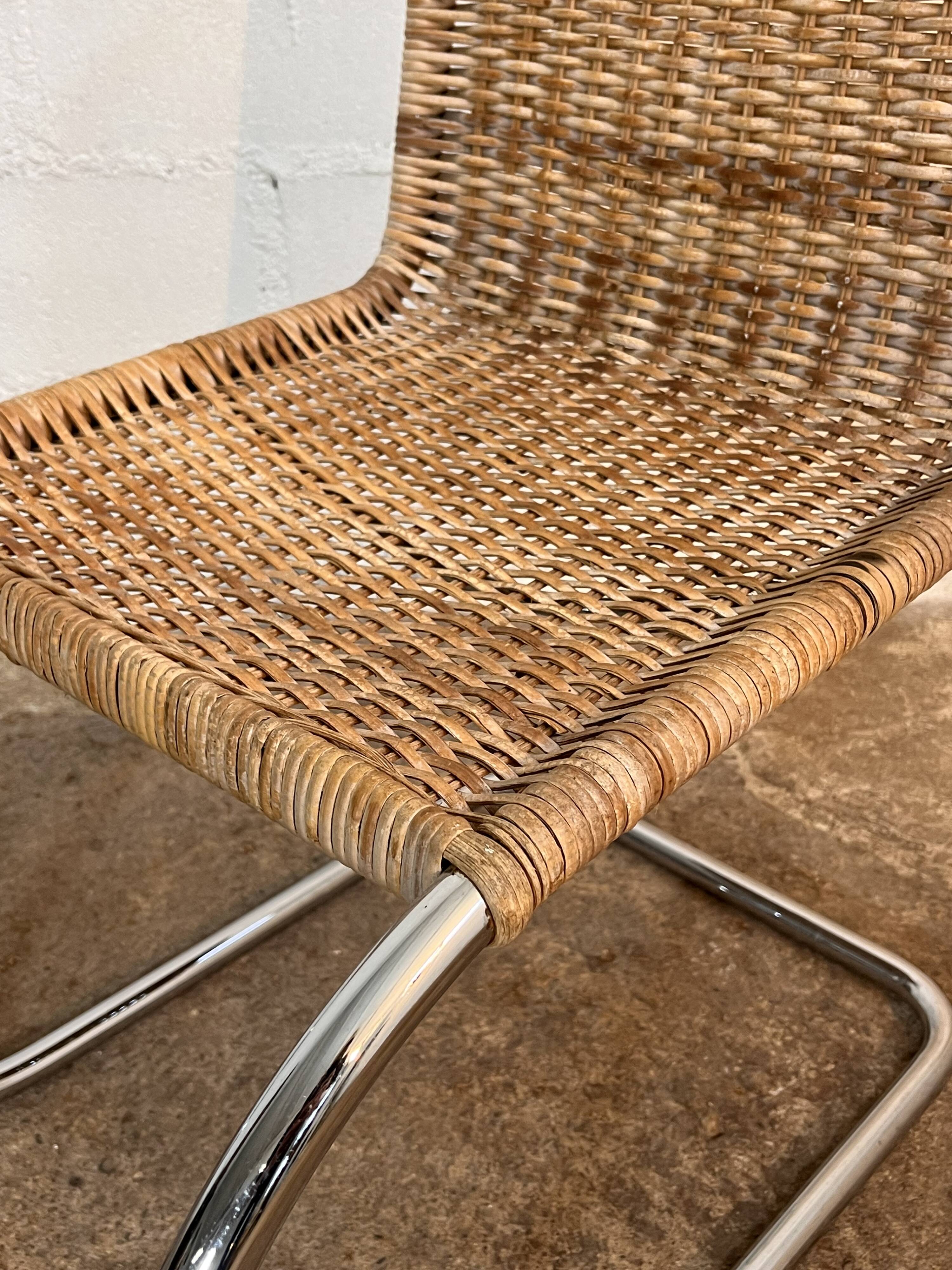 Set of 4 mr10 rattan chairs by mies van der rohe