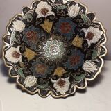 Copper cup, painted partitioned, on base