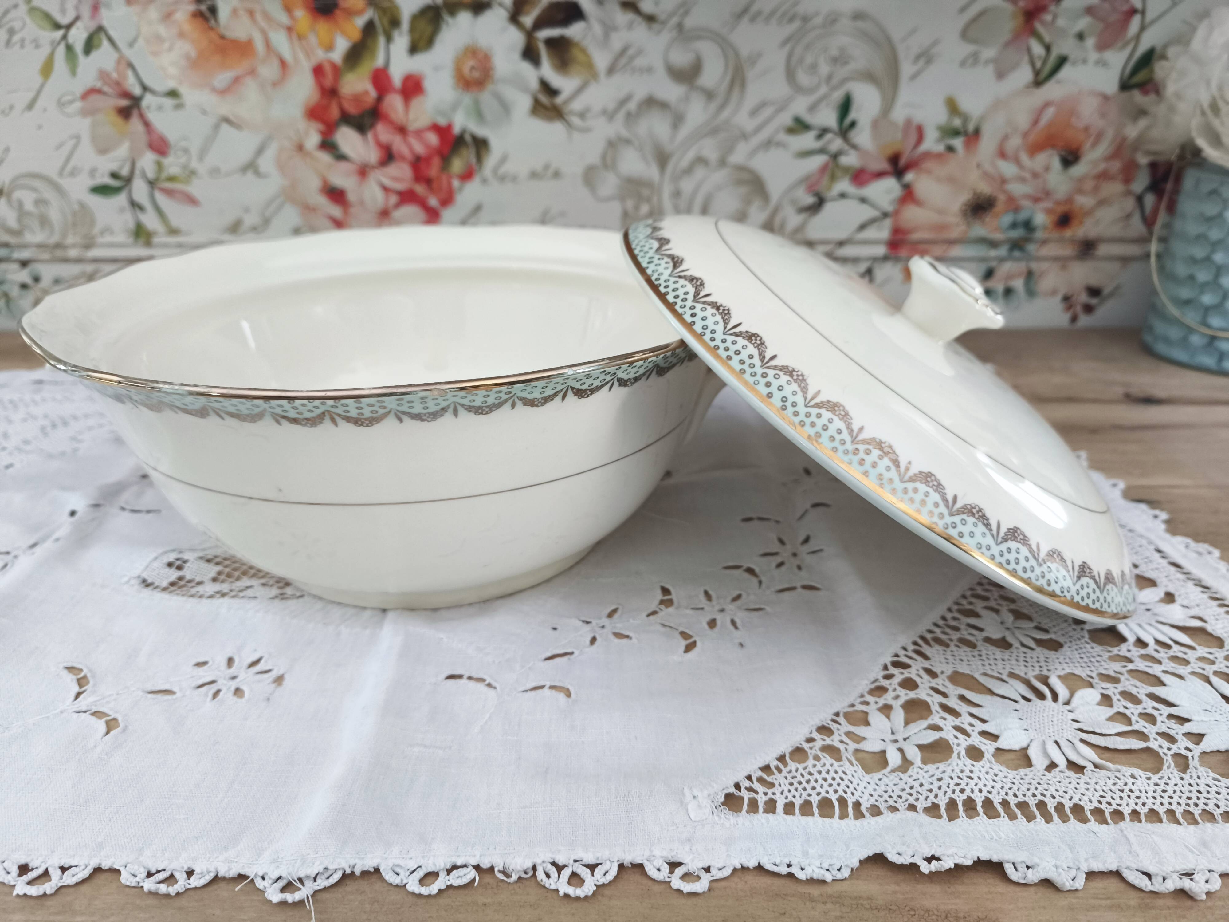 Longwy France earthenware soup tureen, Trianon model