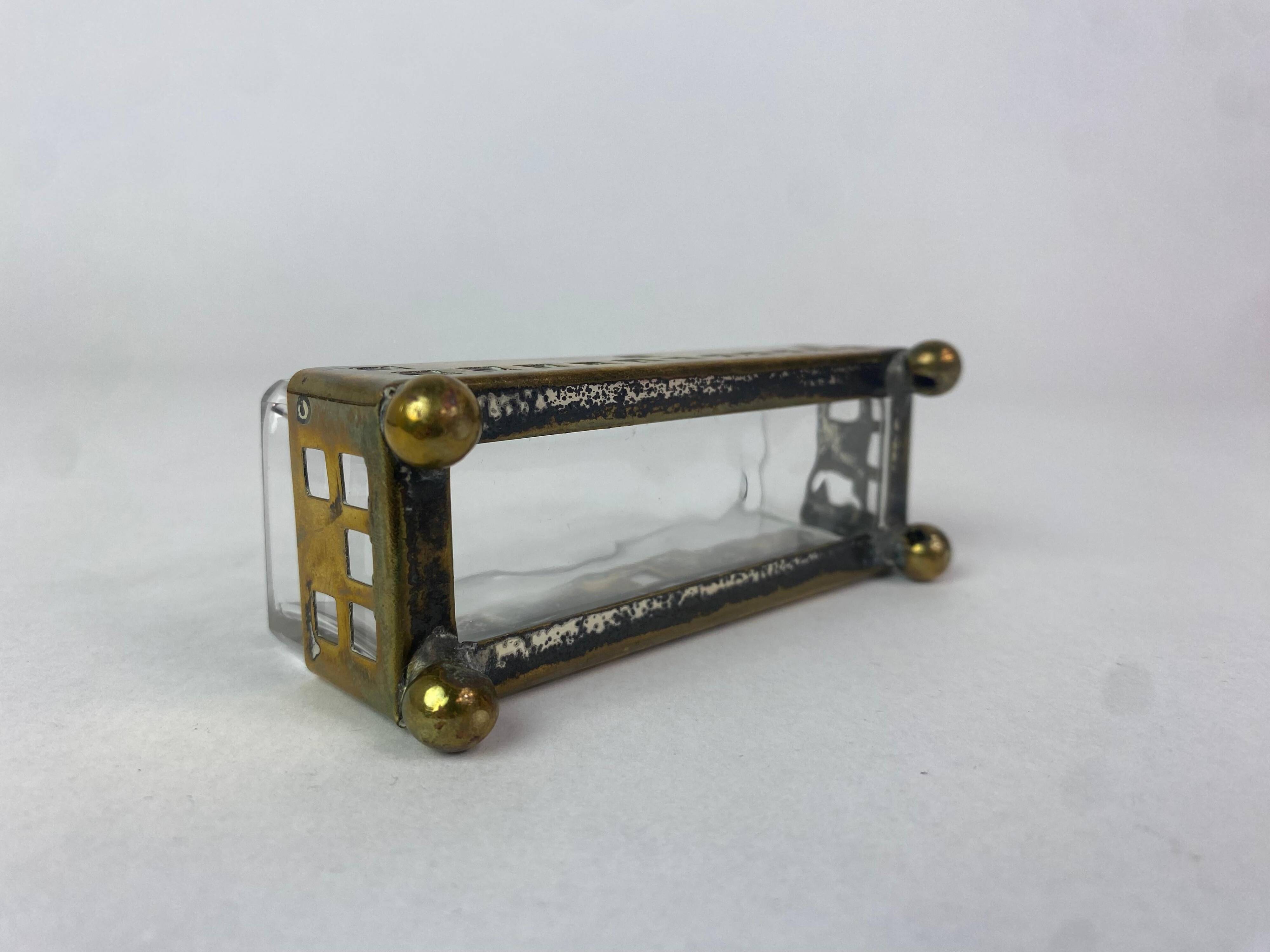 Secessionist brass baskets and toothpick holder by Hans Ofner/Josef Hoffmann