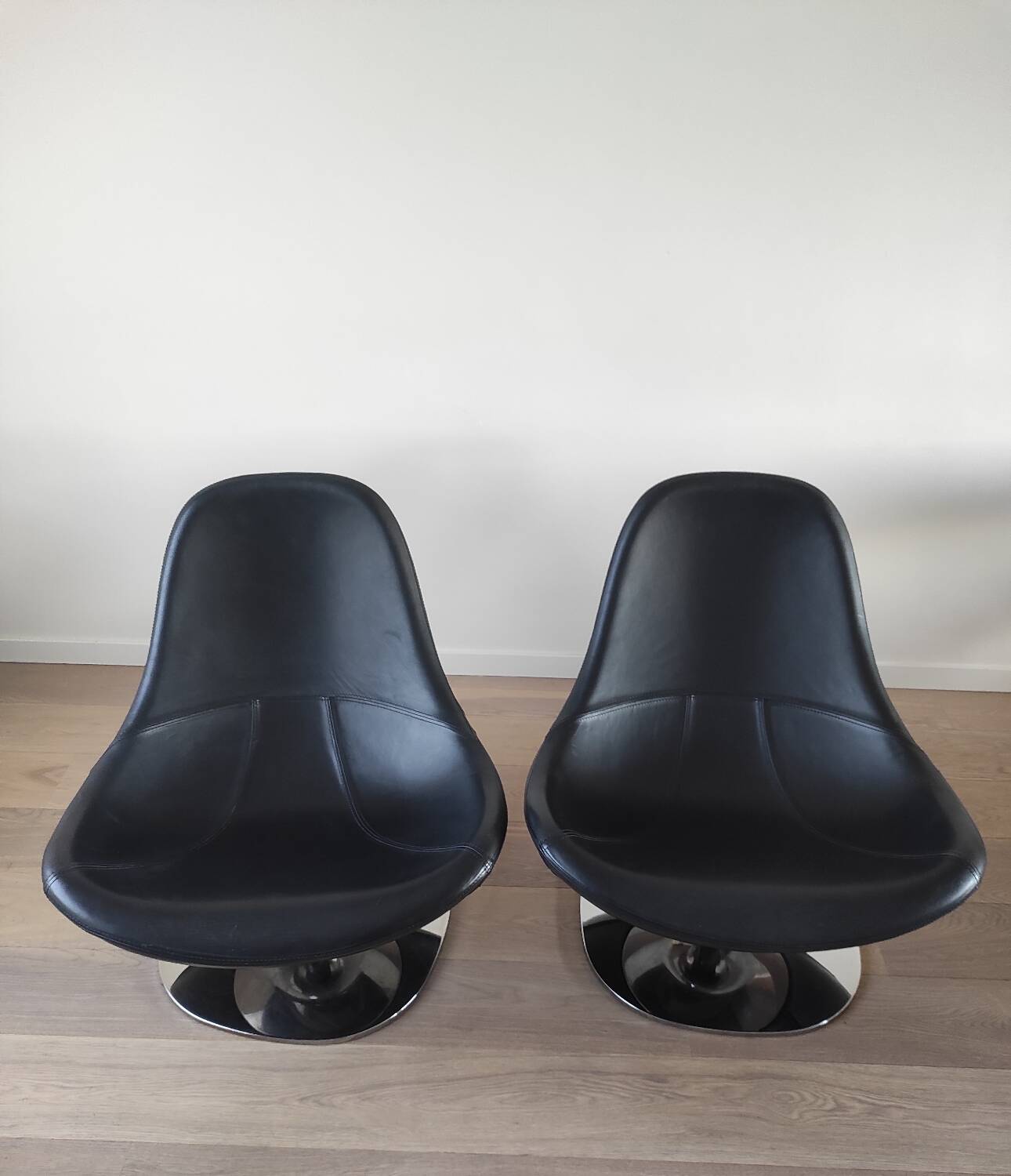 Pair of Tirup Ikea leather armchairs