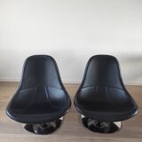 Pair of Tirup Ikea leather armchairs