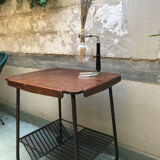 Vintage side table / serving trolley on wheels, signed Tubauto Levalloi