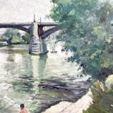 Oil on panel, Fisherman on the Marne, M. Tassart. 1955