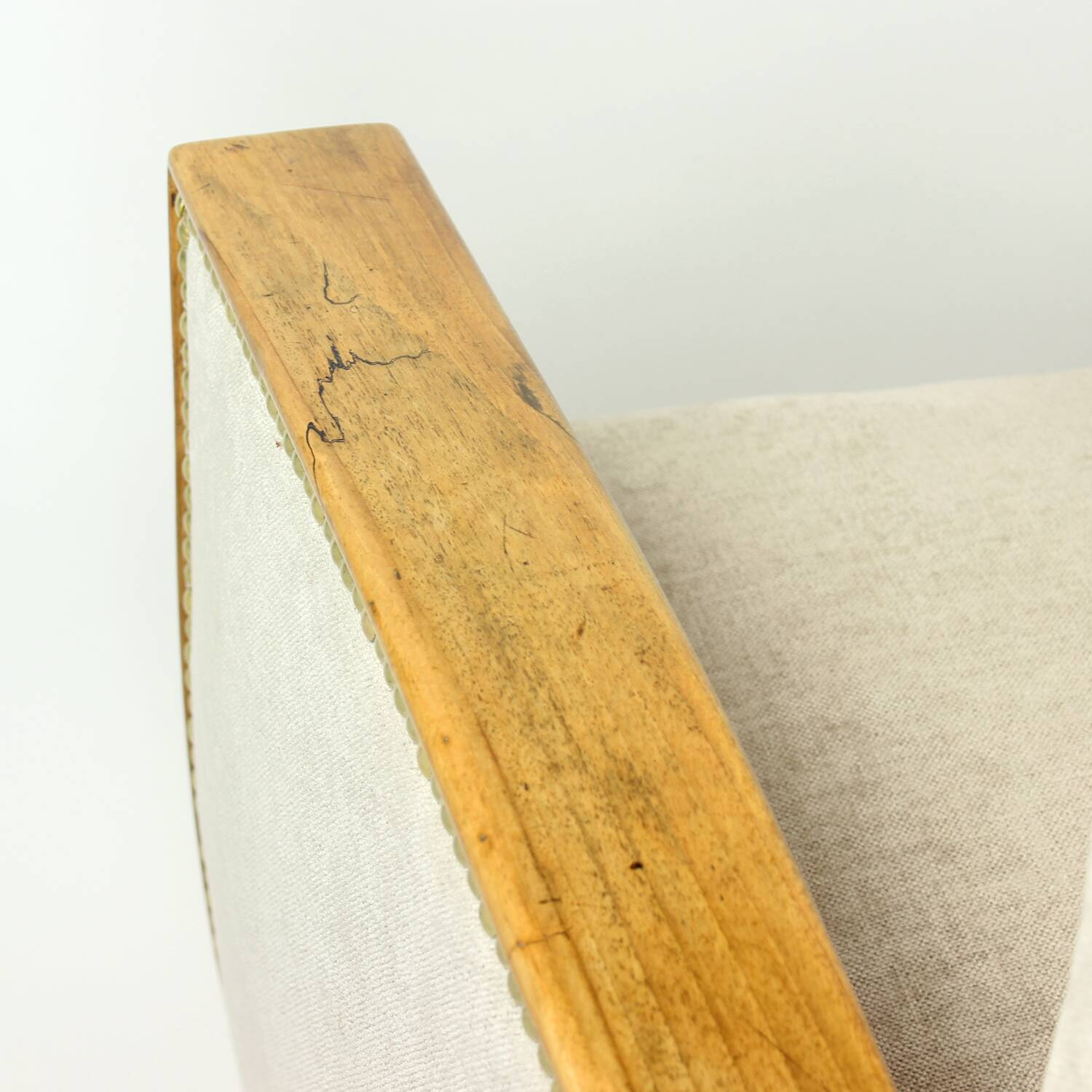 Set Of Two Art Deco Armchairs In Walnut And Fabric, Czechoslovakia 1930s