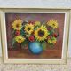 Still life painting, sunflower, signed