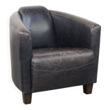Black Cowhide Leather Aviator Armchair