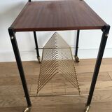 Vintage vinyl coffee table on wheels 1960