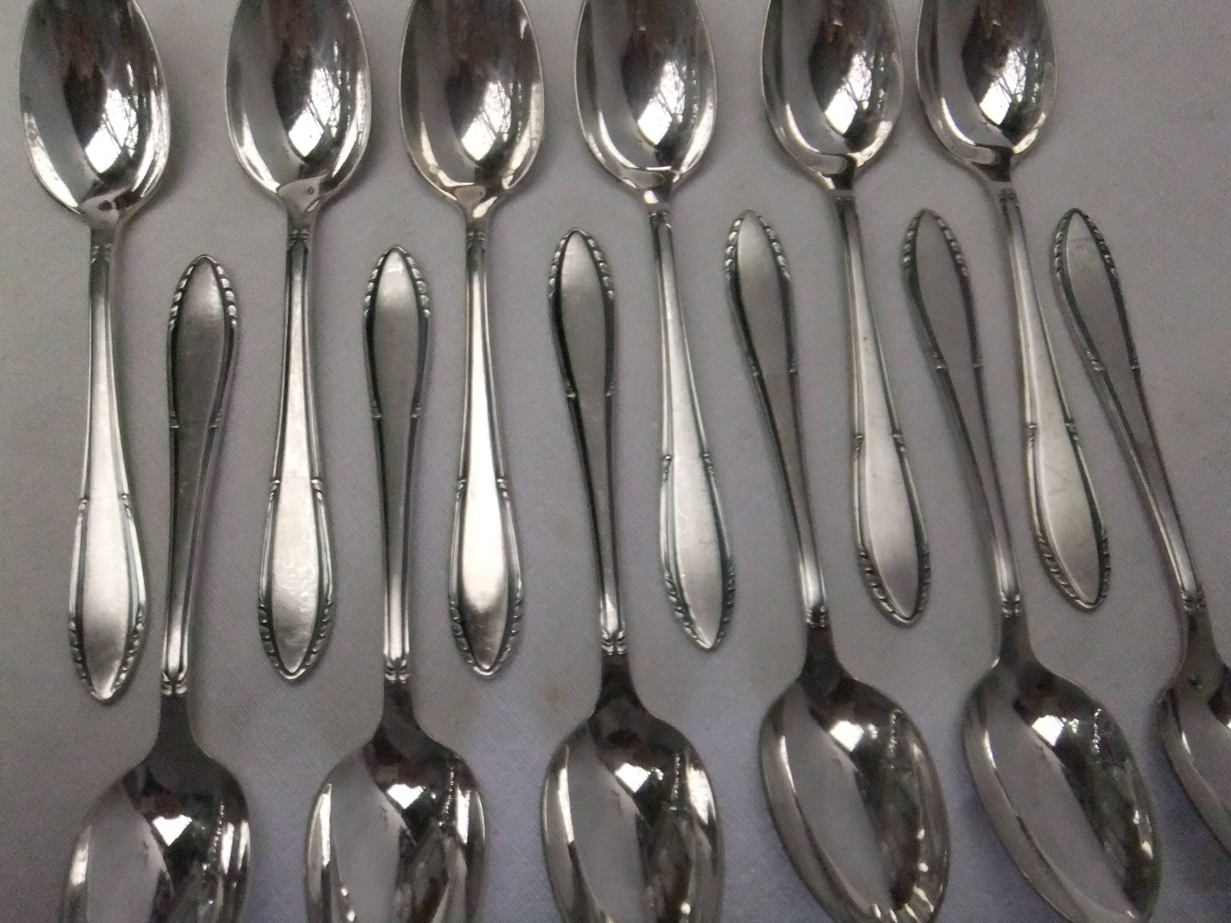 Small silver metal spoons RENEKA filet cutlery service goldsmithing