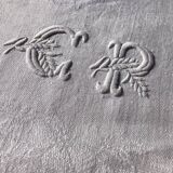 10 old damask and monogrammed napkins