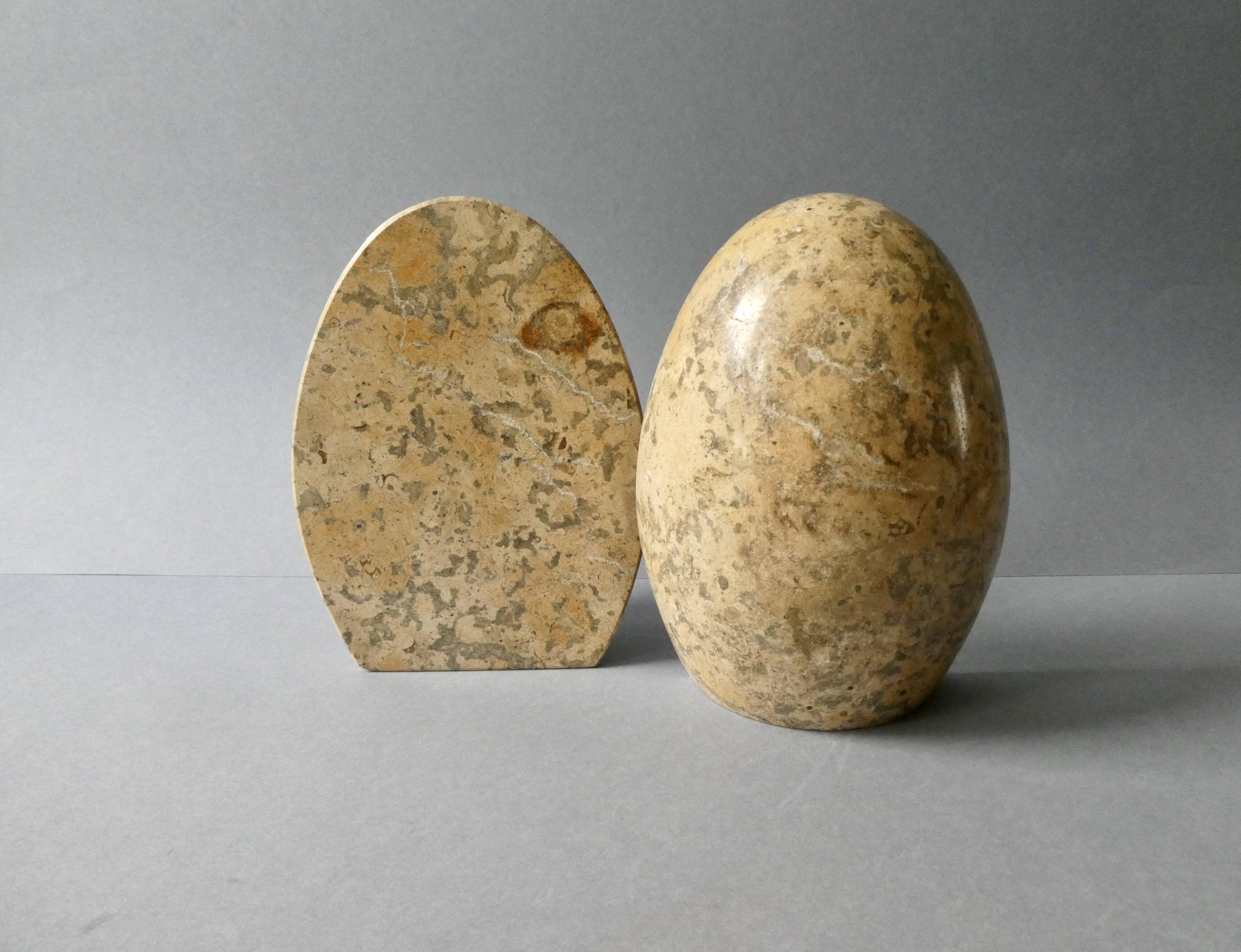 Marble bookends, egg shape