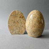 Marble bookends, egg shape