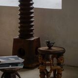 Decorative stool carved from African hardwood / Tribal art piece, mid-20th century