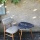 Vintage side table tripod feet compas