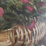 Old painting oil on wood signed