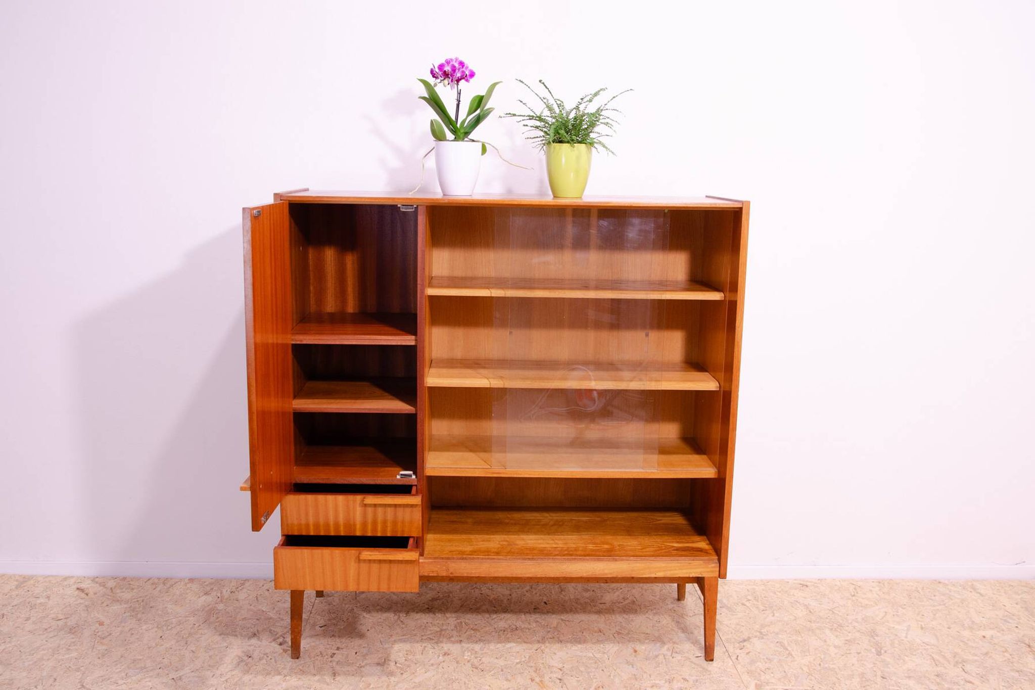 Midcentury glazed bookcase by František Mezulánik for UP Závody, 1960s