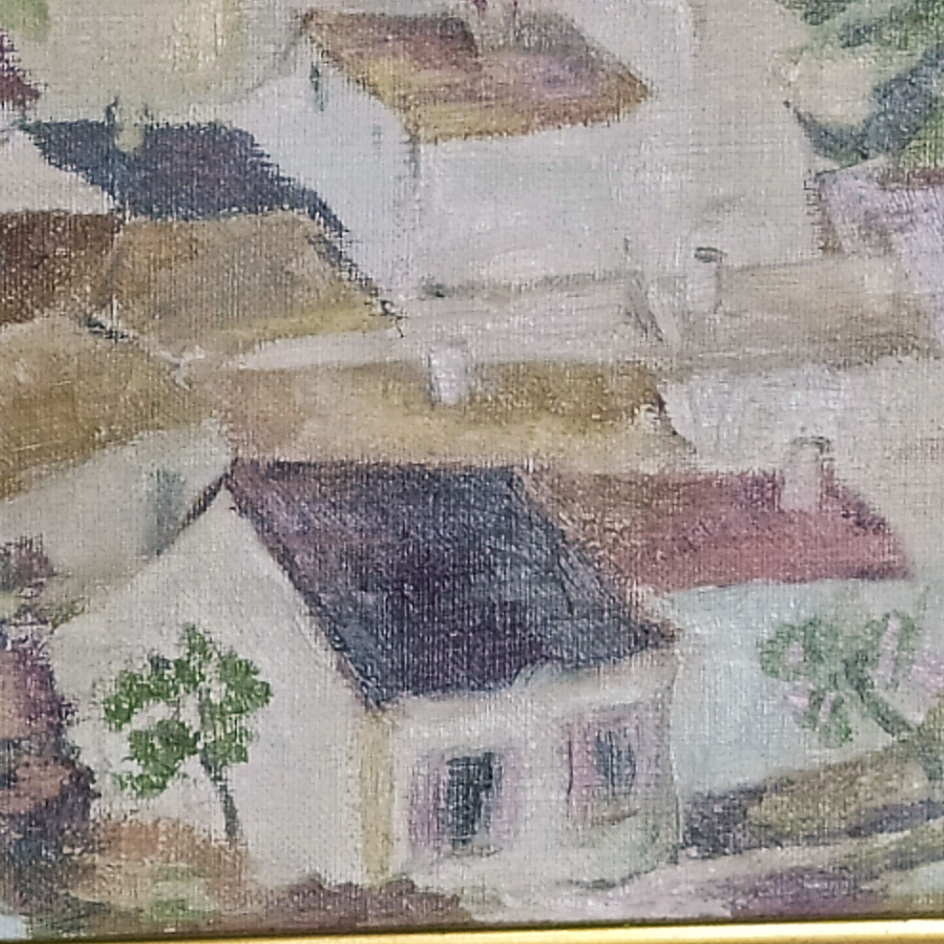 Oil on canvas signed  STourret village de beaulieu