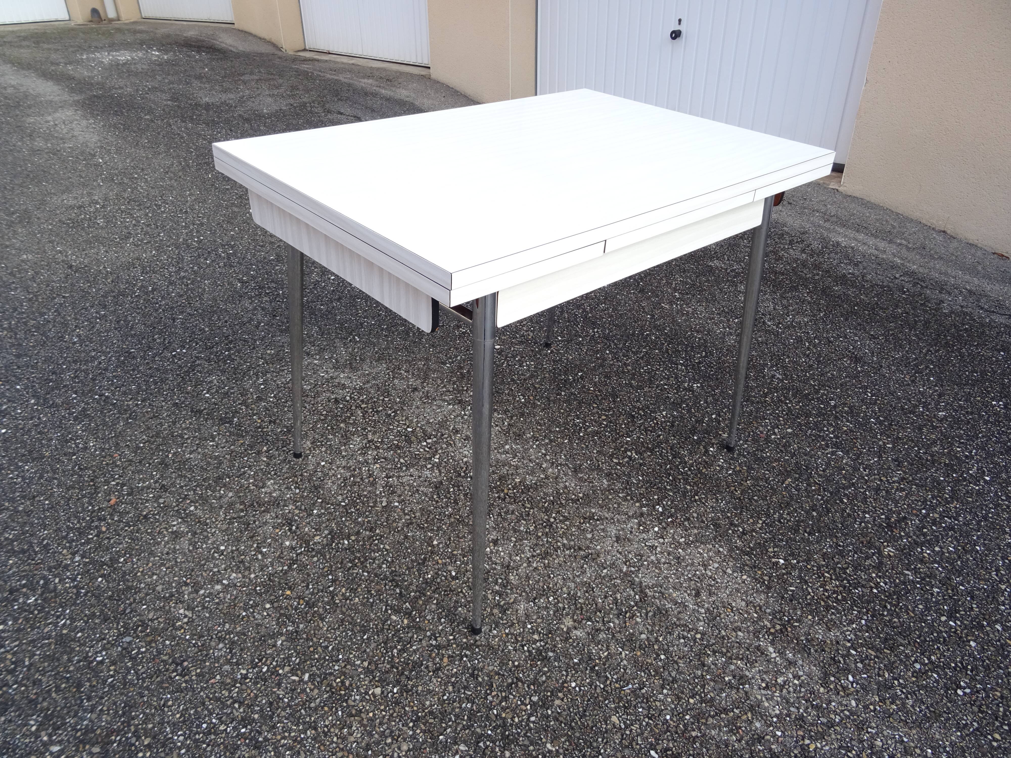 Vintage 60s white formica chrome kitchen table