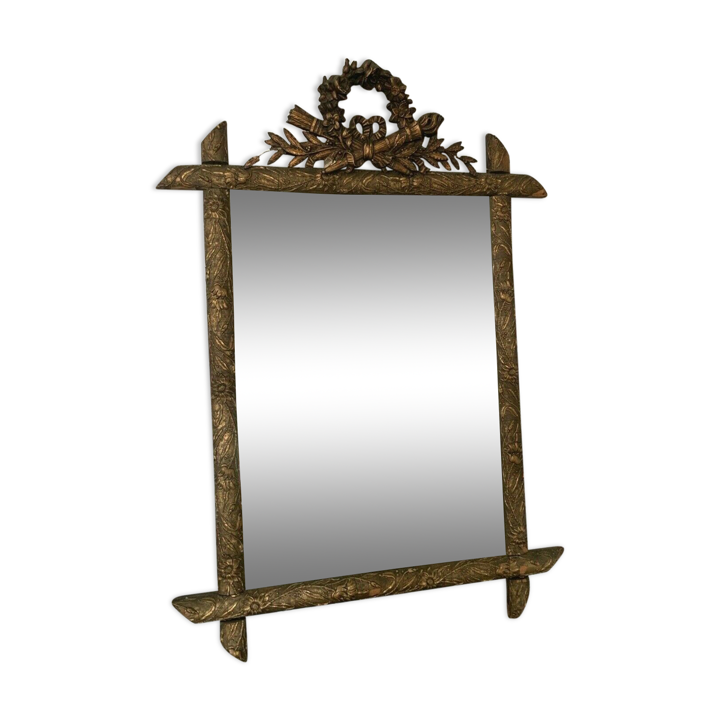Louis XVI style mirror in wood and patinated stucco XX century 105 X  75cm