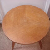 Round table in light oak with scandinavian tripod foot of 1960