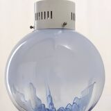 Transparent and Blue Murano Glass Pendant attributed to  Mazzega, Italy