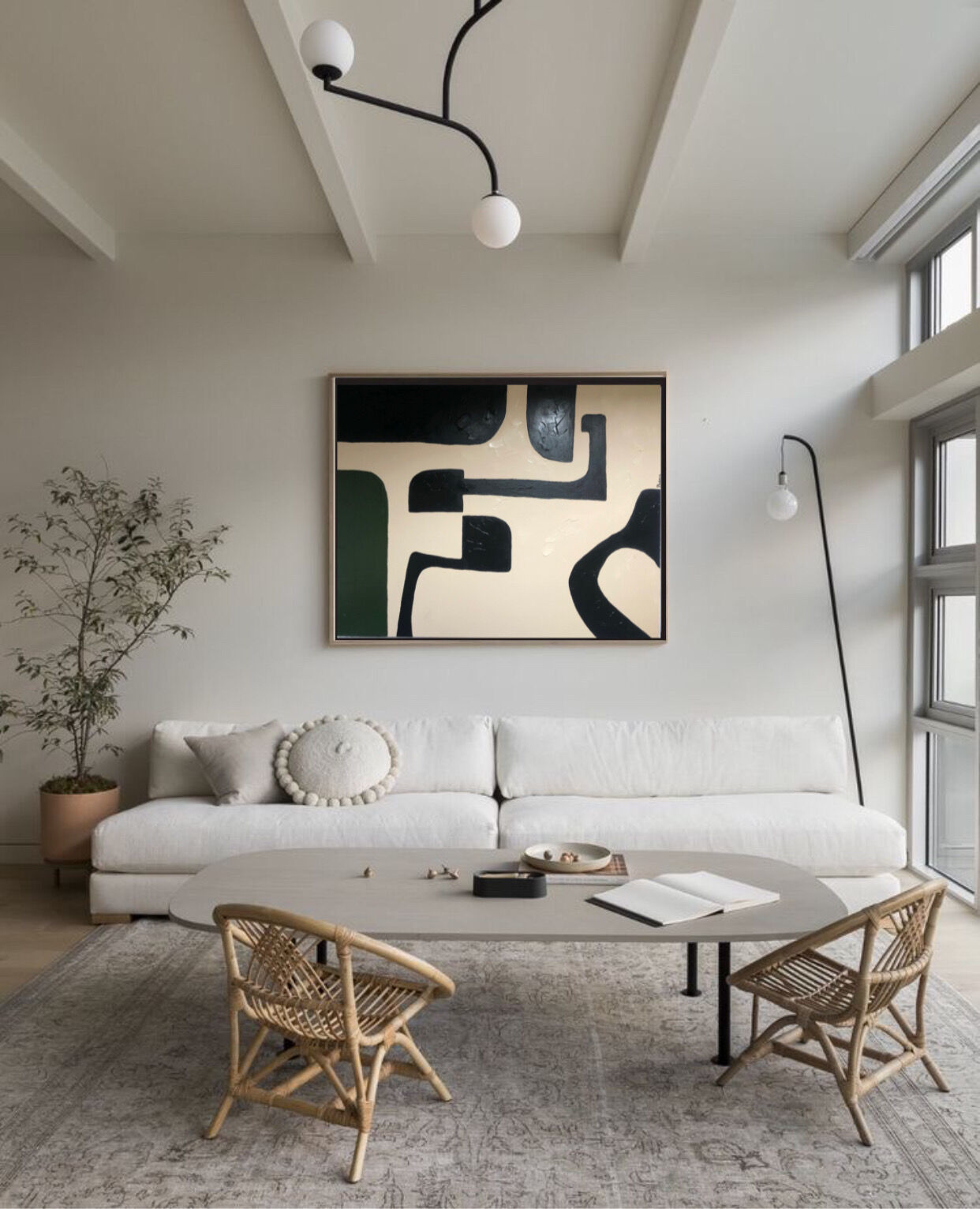 Abstract painting geometric shapes 100x81cm contemporary