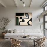 Abstract painting geometric shapes 100x81cm contemporary